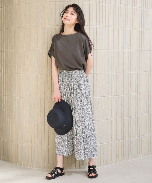 tシャツ ポンチ×配色プリーツフレンチ レディース Gready Brilliantポンチ×配色プリーツフレンチスリーブ