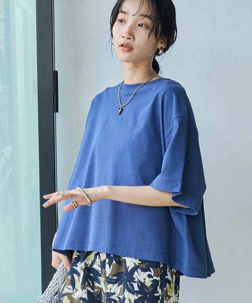 coen(コーエン)の「アカラコットンバックタックTシャツ(Tシャツ/カットソー・レディース・ダークグレー/オフホワイト/オリーブ/ネイビー・M/L)」の4枚目の写真