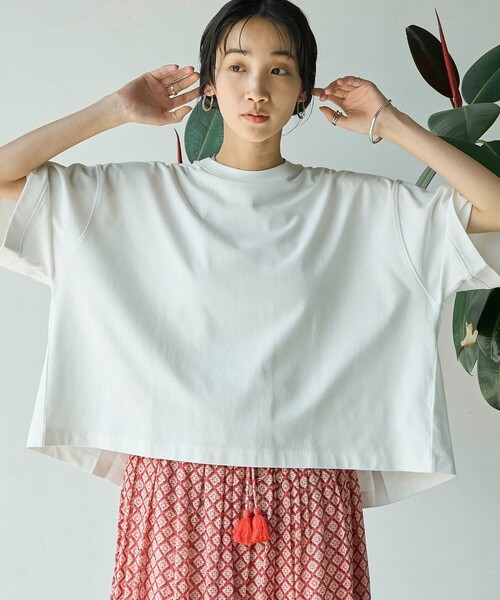 coen(コーエン)の「アカラコットンバックタックTシャツ(Tシャツ/カットソー・レディース・ダークグレー/オフホワイト/オリーブ/ネイビー・M/L)」の5枚目の写真
