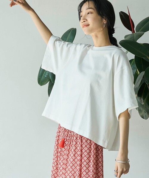 coen(コーエン)の「アカラコットンバックタックTシャツ(Tシャツ/カットソー・レディース・ダークグレー/オフホワイト/オリーブ/ネイビー・M/L)」の8枚目の写真