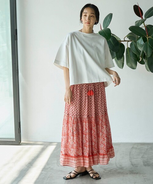 coen(コーエン)の「アカラコットンバックタックTシャツ(Tシャツ/カットソー・レディース・ダークグレー/オフホワイト/オリーブ/ネイビー・M/L)」の9枚目の写真