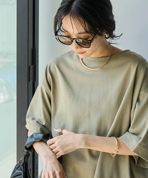 coen(コーエン)の「アカラコットンバックタックTシャツ(Tシャツ/カットソー・レディース・ダークグレー/オフホワイト/オリーブ/ネイビー・M/L)」の17枚目の写真