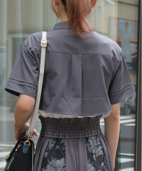 axes femme(アクシーズファム)の「バイカラーフラシシャツ(シャツ/ブラウス・レディース・ブラック/ブルーグリーン/グレー・FREE)」の6枚目の写真