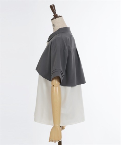 axes femme(アクシーズファム)の「バイカラーフラシシャツ(シャツ/ブラウス・レディース・ブラック/ブルーグリーン/グレー・FREE)」の8枚目の写真