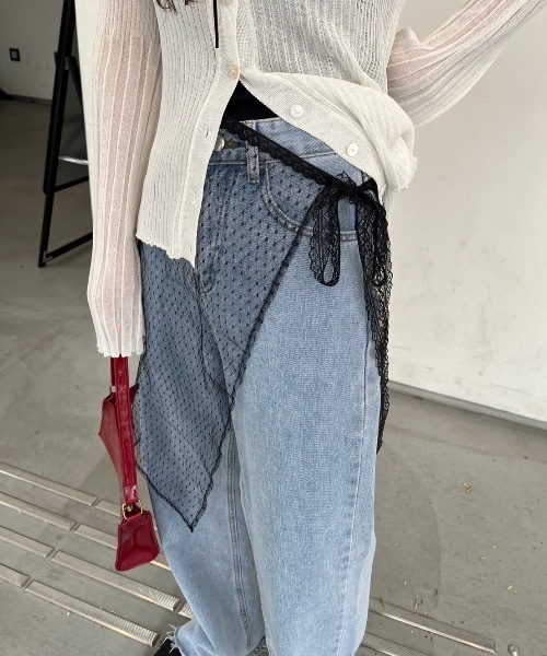 nemne store(ネンネストア)の「レースレイヤードラップスカート(スカート・レディース・オフホワイト/ブラック・フリー)」の10枚目の写真