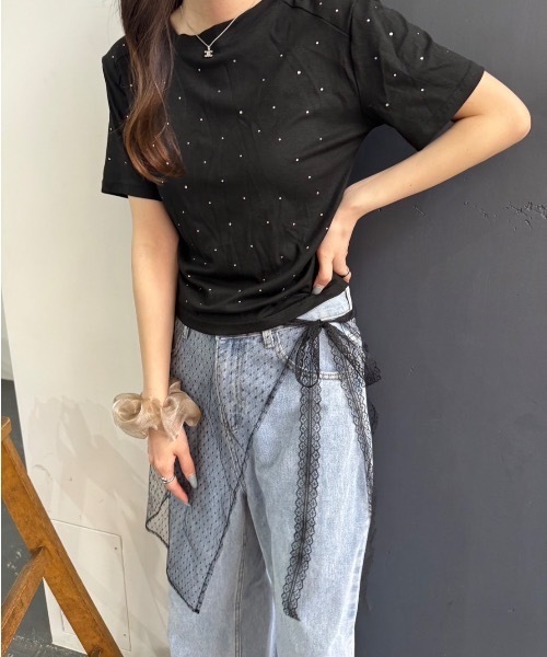 nemne store(ネンネストア)の「レースレイヤードラップスカート(スカート・レディース・オフホワイト/ブラック・フリー)」の11枚目の写真