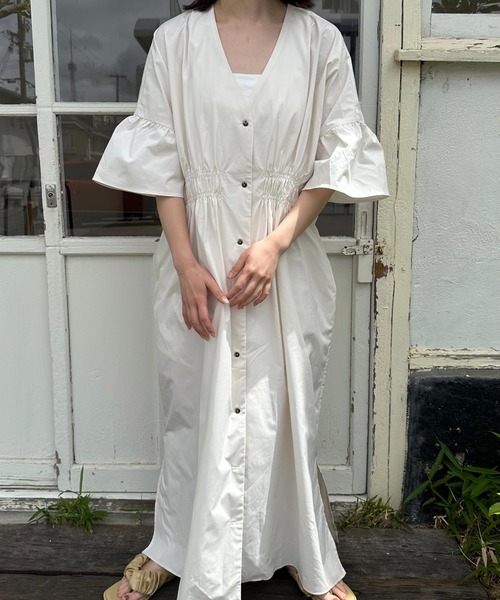 lawgy front button gather shirt op ワンピース セール】front button gather shirt op / フロントボタン