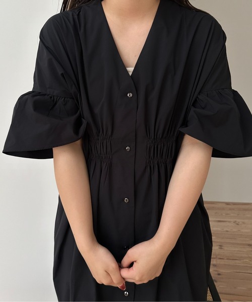 lawgy front button gather shirt op ワンピース セール】front button gather shirt op / フロントボタン