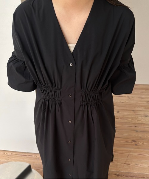 lawgy front button gather shirt op ワンピース セール】front button gather shirt op / フロントボタン
