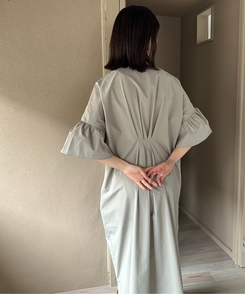 セール】front button gather shirt op / フロントボタン