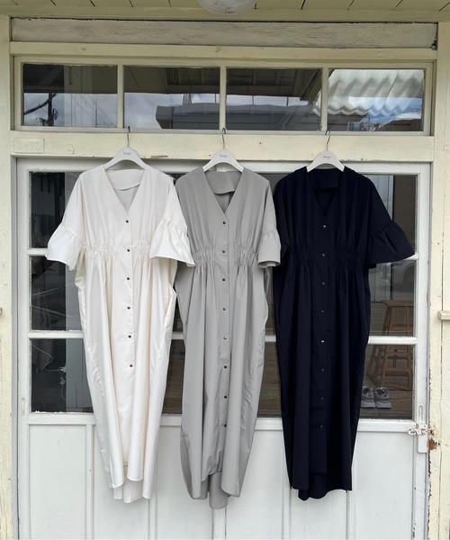 lawgy front button gather shirt op ワンピース セール】front button gather shirt op / フロントボタン