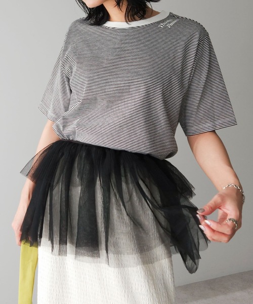 Green Parks(グリーンパークス)の「マルチwayチュールプリーツベルト(ベルト・レディース・ブラック/ホワイト系その他2・FREE)」の2枚目の写真