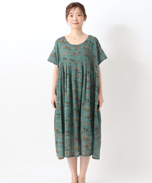 one'sterrace（ワンズテラス）の「リゾート エレファント柄ワンピース（ワンピース・レディース・カーキ系5/ベージュ系8/ブルー系その他7・02）」の17枚目の写真