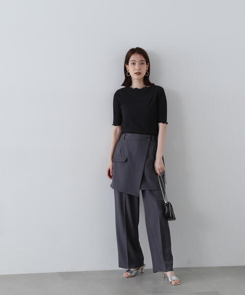 N.（N. Natural Beauty Basic）（エヌエヌナチュラルビューティーベーシック）の「◆ボートネックシュリンクカットソー（Tシャツ/カットソー・レディース・クリーム/ブラック/ライトグリーン・MEDIUM）」の11枚目の写真