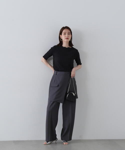 N.（N. Natural Beauty Basic）（エヌエヌナチュラルビューティーベーシック）の「◆ボートネックシュリンクカットソー（Tシャツ/カットソー・レディース・クリーム/ブラック/ライトグリーン・MEDIUM）」の10枚目の写真