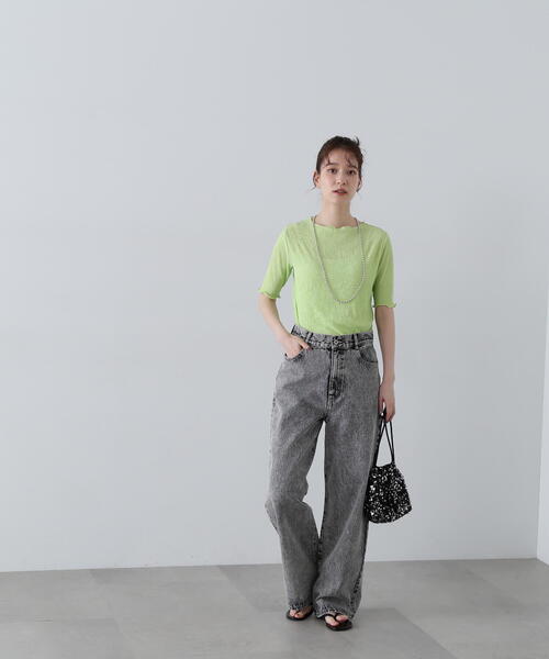N.（N. Natural Beauty Basic）（エヌエヌナチュラルビューティーベーシック）の「◆ボートネックシュリンクカットソー（Tシャツ/カットソー・レディース・クリーム/ブラック/ライトグリーン・MEDIUM）」の17枚目の写真
