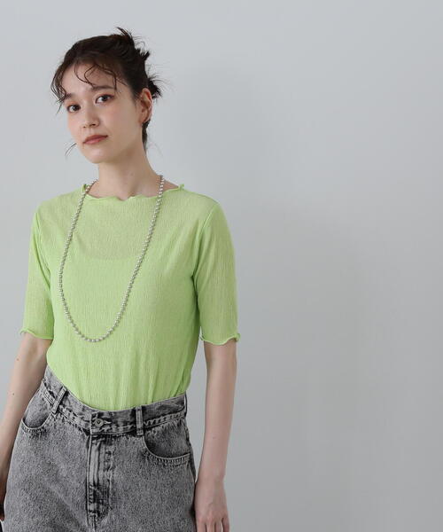 N.（N. Natural Beauty Basic）（エヌエヌナチュラルビューティーベーシック）の「◆ボートネックシュリンクカットソー（Tシャツ/カットソー・レディース・クリーム/ブラック/ライトグリーン・MEDIUM）」の19枚目の写真