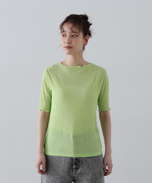 N.（N. Natural Beauty Basic）（エヌエヌナチュラルビューティーベーシック）の「◆ボートネックシュリンクカットソー（Tシャツ/カットソー・レディース・クリーム/ブラック/ライトグリーン・MEDIUM）」の20枚目の写真