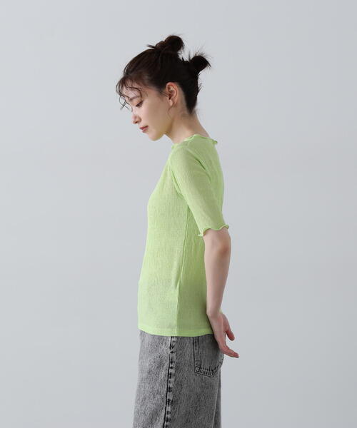 N.（N. Natural Beauty Basic）（エヌエヌナチュラルビューティーベーシック）の「◆ボートネックシュリンクカットソー（Tシャツ/カットソー・レディース・クリーム/ブラック/ライトグリーン・MEDIUM）」の21枚目の写真