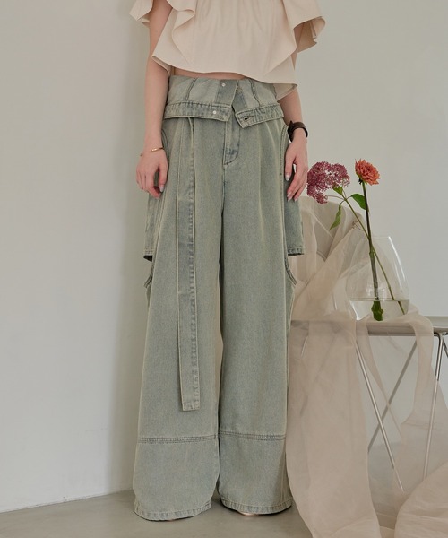 mideal カットアウトデザインワイドデニム Mサイズ cut out design wide denim / カットアウトデザインワイドデニム