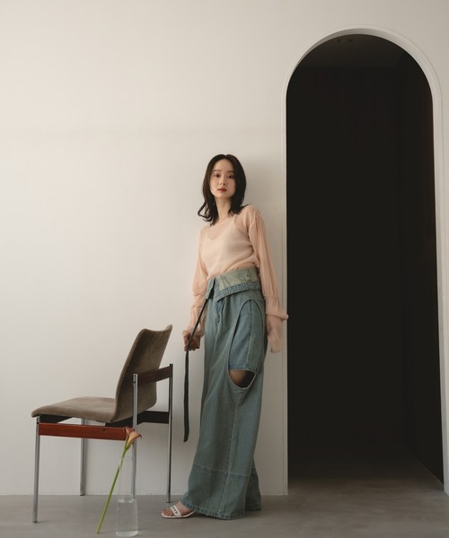 cut out design wide denim / カットアウトデザインワイドデニム