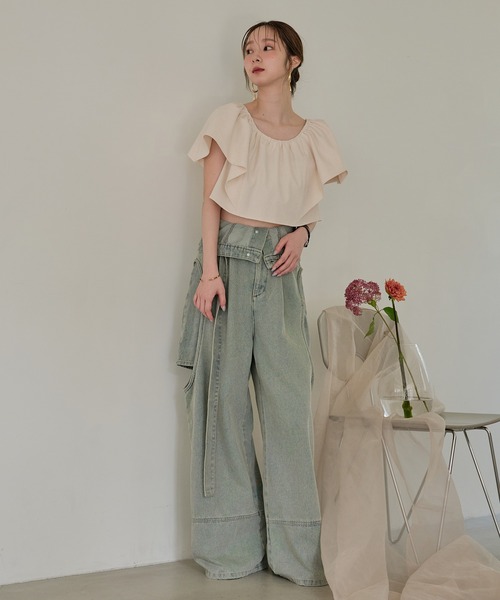 cut out design wide denim / カットアウトデザインワイドデニム
