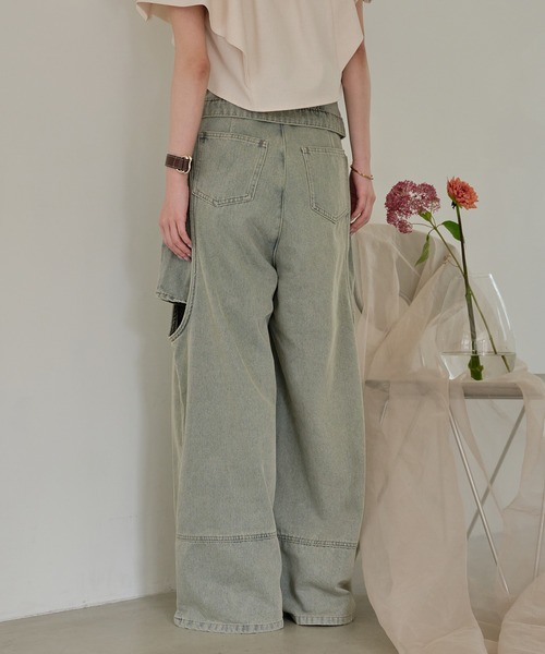 mideal カットアウトデザインワイドデニム cut out design wide denim / カットアウトデザインワイドデニム
