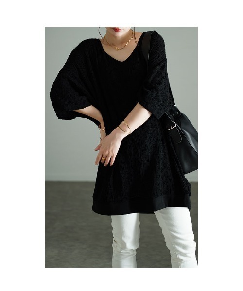 Sawa a la mode(サワアラモード)の「ランダムステッチカットソー(Tシャツ/カットソー・レディース・ブラック/グレー・FREE)」の11枚目の写真