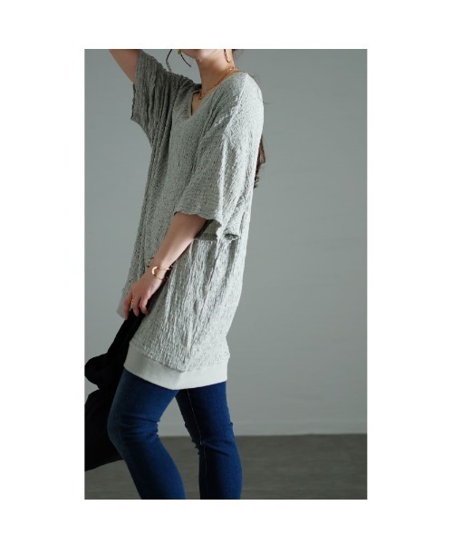 Sawa a la mode(サワアラモード)の「ランダムステッチカットソー(Tシャツ/カットソー・レディース・ブラック/グレー・FREE)」の16枚目の写真