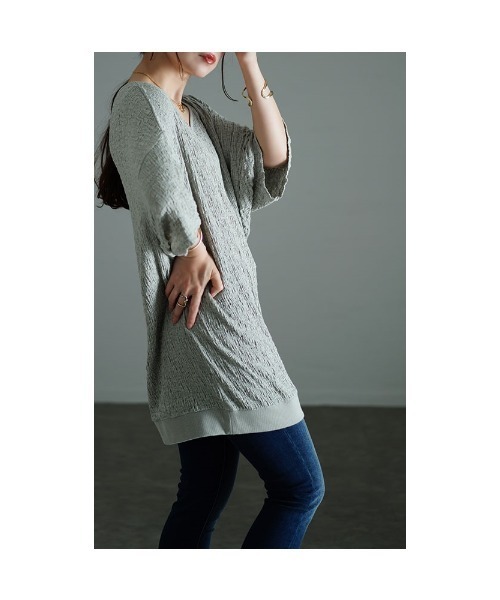 Sawa a la mode(サワアラモード)の「ランダムステッチカットソー(Tシャツ/カットソー・レディース・ブラック/グレー・FREE)」の19枚目の写真