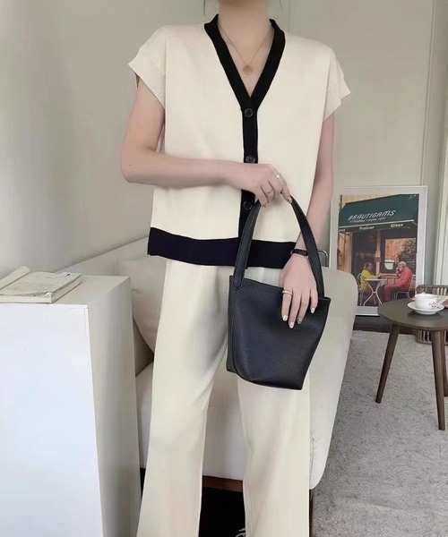 MAISON DE THERESE(メゾン ド テレーズ)の「ニットセットアップ(半袖カーディガン+パンツ2点)(セットアップ・レディース・ブラック/ベージュ/ブルー/ローズ/ブラウン/アイボリー・M)」の14枚目の写真