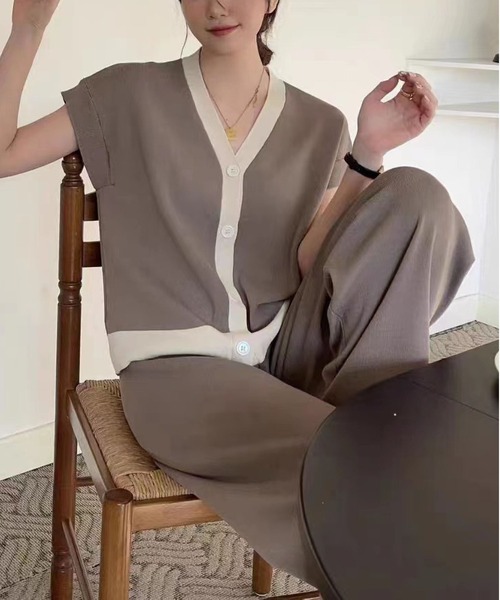 MAISON DE THERESE(メゾン ド テレーズ)の「ニットセットアップ(半袖カーディガン+パンツ2点)(セットアップ・レディース・ブラック/ベージュ/ブルー/ローズ/ブラウン/アイボリー・M)」の11枚目の写真
