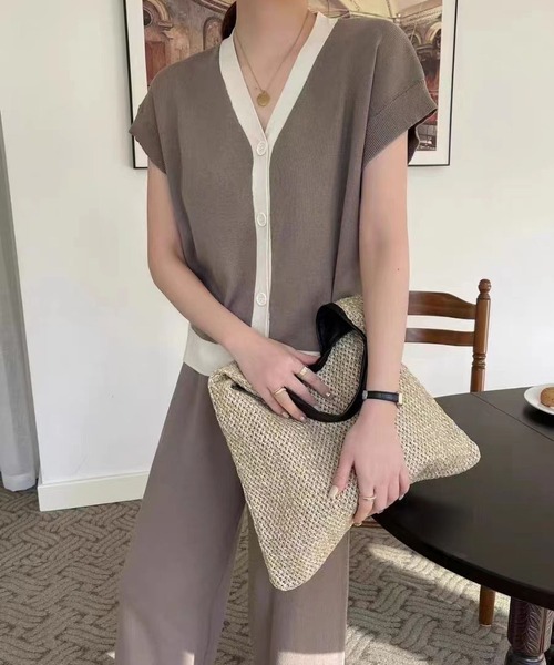 MAISON DE THERESE(メゾン ド テレーズ)の「ニットセットアップ(半袖カーディガン+パンツ2点)(セットアップ・レディース・ブラック/ベージュ/ブルー/ローズ/ブラウン/アイボリー・M)」の12枚目の写真
