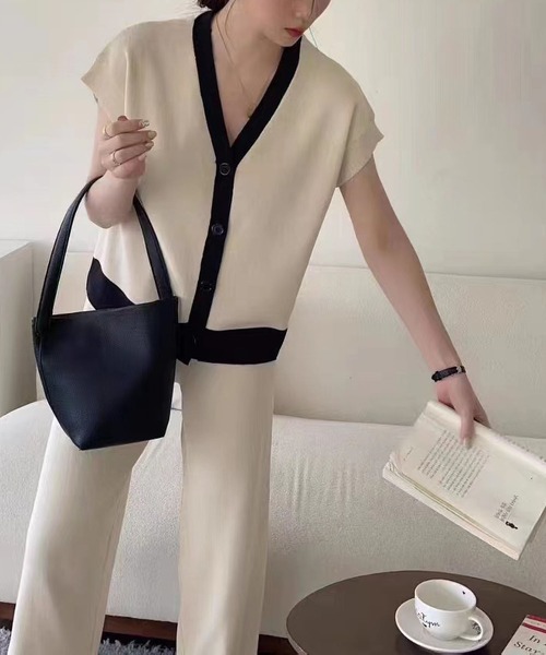 MAISON DE THERESE(メゾン ド テレーズ)の「ニットセットアップ(半袖カーディガン+パンツ2点)(セットアップ・レディース・ブラック/ベージュ/ブルー/ローズ/ブラウン/アイボリー・M)」の15枚目の写真