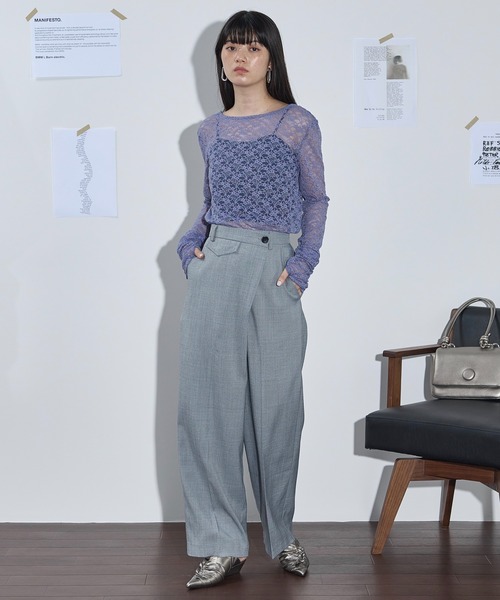 THE YOn(ザヨン)の「シャーリングカフレースフィンガーホールトップス(Tシャツ/カットソー・レディース・ライラック/ブラック/アイボリー・FREE)」の9枚目の写真