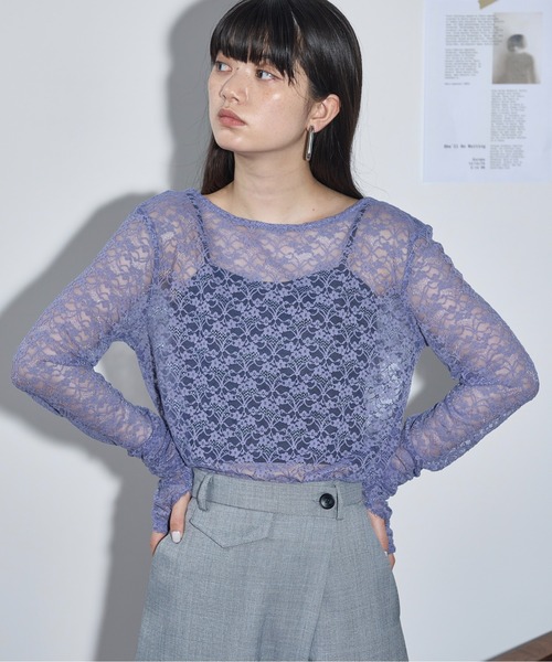 THE YOn(ザヨン)の「シャーリングカフレースフィンガーホールトップス(Tシャツ/カットソー・レディース・ライラック/ブラック/アイボリー・FREE)」の14枚目の写真