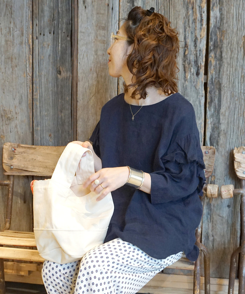 ジャーナルスタンダードラックス　リネンフリンジブラウス　シャツ　フレンチスリーブ JOURNAL STANDARD LUXE シャツ ブラウス 60リネン スリーブ