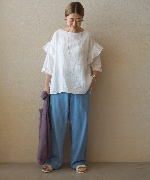 journal standard luxe リネンダンガリー フリルジレ お値下げ⭐︎journal standard luxe60リネンギャザープルピンク