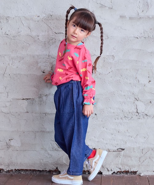 HOGAN RANCH WEAR（ホーガンランチウエア）の「ソウガラフレアスリーブカットソー（Tシャツ/カットソー・キッズ・チャコール/ピンク/オフホワイト・90/100/110/120/80/130/140/150）」の8枚目の写真