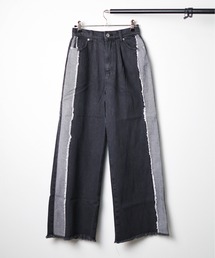 Bling Leads（ブリングリーズ）の「◆BlingLeads◆サイドフリンジ スタイルアップワイドデニムパンツ（デニムパンツ）」
