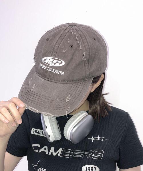 WEGO（ウィゴー）の「WEGO/ダメージロゴ刺繍キャップ（キャップ・レディース・ブラウン/ネイビー/ベージュ/ブラック・FREE）」の2枚目の写真