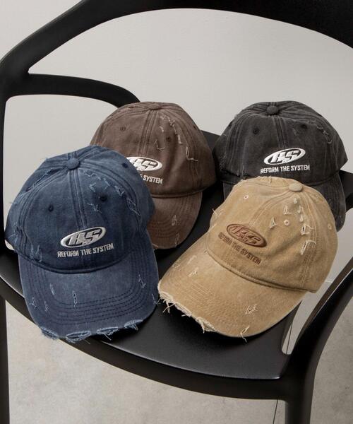 WEGO（ウィゴー）の「WEGO/ダメージロゴ刺繍キャップ（キャップ・レディース・ブラウン/ネイビー/ベージュ/ブラック・FREE）」の5枚目の写真