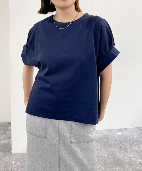 fredy emue（フレディエミュ）の「シルケット袖ギャザープルオーバーカットソー（Tシャツ/カットソー・レディース・チャコールグレー/グレイッシュブルー/ネイビー/オフホワイト・38）」の3枚目の写真