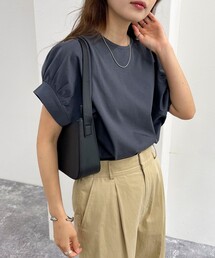 シルケット袖ギャザープルオーバーカットソー