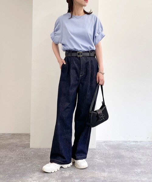 fredy emue（フレディエミュ）の「シルケット袖ギャザープルオーバーカットソー（Tシャツ/カットソー・レディース・チャコールグレー/グレイッシュブルー/ネイビー/オフホワイト・38）」の21枚目の写真