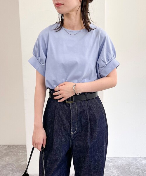 fredy emue（フレディエミュ）の「シルケット袖ギャザープルオーバーカットソー（Tシャツ/カットソー・レディース・チャコールグレー/グレイッシュブルー/ネイビー/オフホワイト・38）」の20枚目の写真