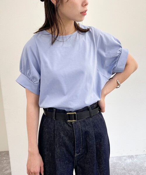 fredy emue（フレディエミュ）の「シルケット袖ギャザープルオーバーカットソー（Tシャツ/カットソー・レディース・チャコールグレー/グレイッシュブルー/ネイビー/オフホワイト・38）」の18枚目の写真