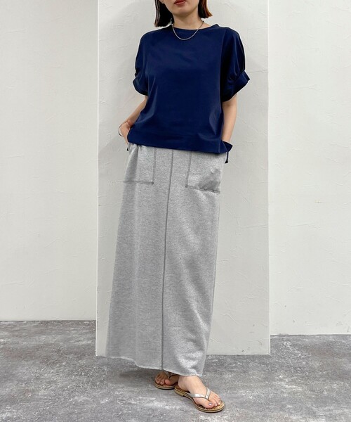 fredy emue（フレディエミュ）の「シルケット袖ギャザープルオーバーカットソー（Tシャツ/カットソー・レディース・チャコールグレー/グレイッシュブルー/ネイビー/オフホワイト・38）」の15枚目の写真