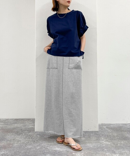 fredy emue（フレディエミュ）の「シルケット袖ギャザープルオーバーカットソー（Tシャツ/カットソー・レディース・チャコールグレー/グレイッシュブルー/ネイビー/オフホワイト・38）」の14枚目の写真