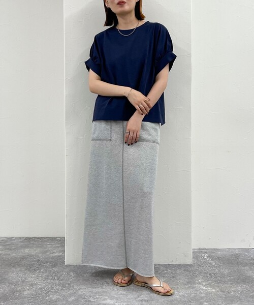 fredy emue（フレディエミュ）の「シルケット袖ギャザープルオーバーカットソー（Tシャツ/カットソー・レディース・チャコールグレー/グレイッシュブルー/ネイビー/オフホワイト・38）」の10枚目の写真